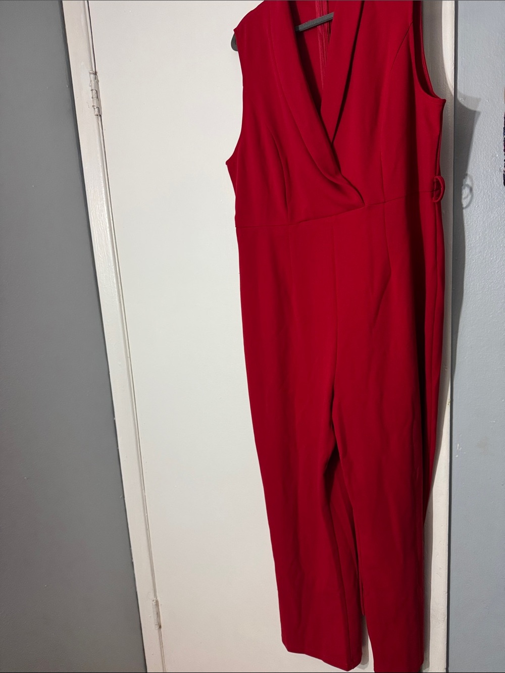 Allegra K Red Sleeveless V-Neck Jumpsuit